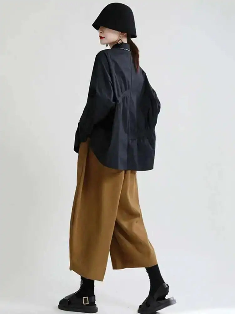 High Elastic Waist Coffee Shaped Long Wide Leg Pants New Loose Fit Trousers Women Fashion Tide Spring Autumn 2025 1DE2958
