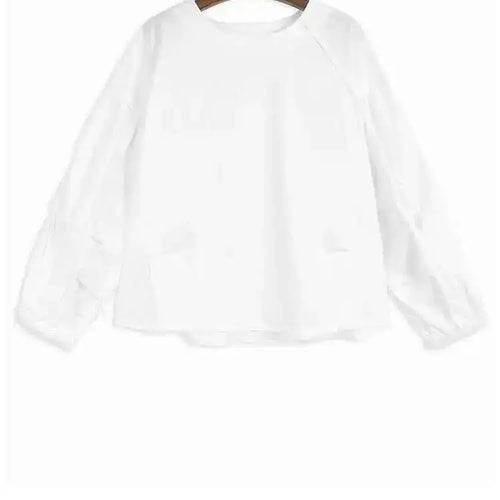 Load image into Gallery viewer, Women Green  Color-block Big Size T-shirt New Round Neck Long Lantern Sleeve Fashion Tide Spring Autumn 2025 1DH6792
