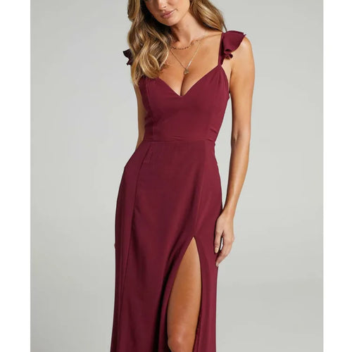 Load image into Gallery viewer, Elegant Sleeveless High Slit Bodycon Party Club Evening Dress Women Pleated High Waisted Vestido Sexy Slim Long Dress
