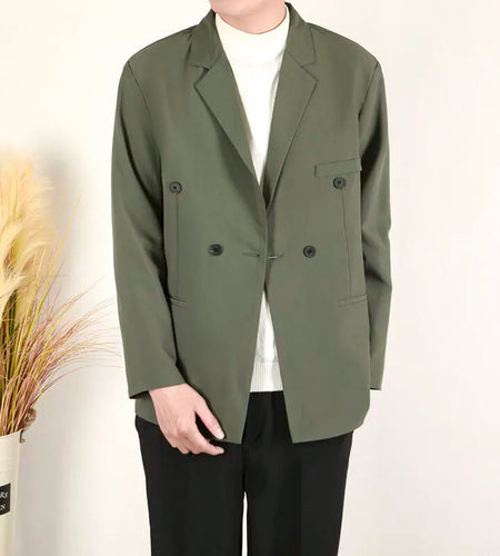 Business Casual Men's Suit Jackets Double Breasted Korean Style Menswear Loose Solid Color New Male Blazers Spring 9W1227
