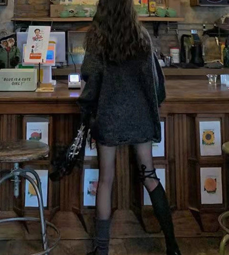 2025 Harajuku Vintage Grunge All Match Sweaters Women Y2k Aesthetic Oversized Hole Jumpers Streetwear Casual Gothic Pullover