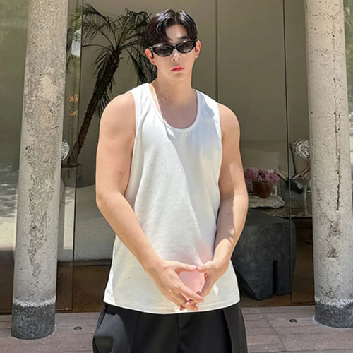 Load image into Gallery viewer, Korean Style Men&#39;s Tank Tops Sequins Round Neck Sleeveless Casual Male Tops Loose Clothing Chic Summer 9C6354
