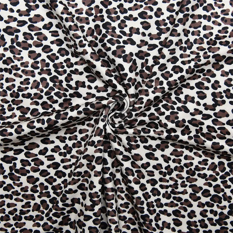 Leopard Print Backless Sexy Mini Dress For Woman Robe Contrast Color Halter Deep V Neck Sleeveless A-line Club Dress