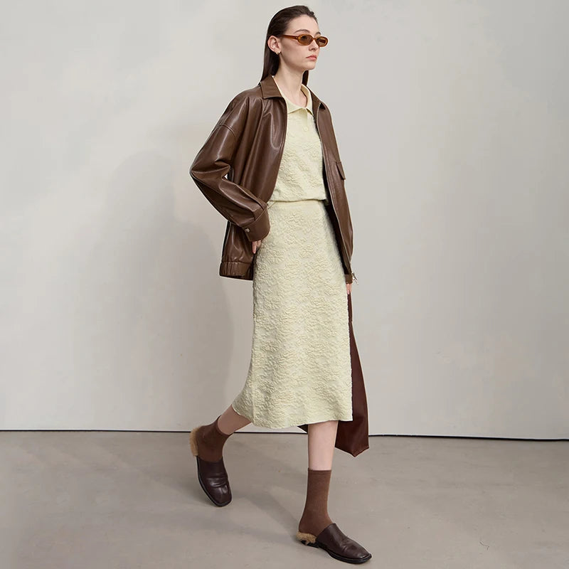 Women's Sweater 2025 Autumn New Knitted Long Sleeves Women's Clothing Sweater Midi Skirt Solid Color Elegant Dress 12543068