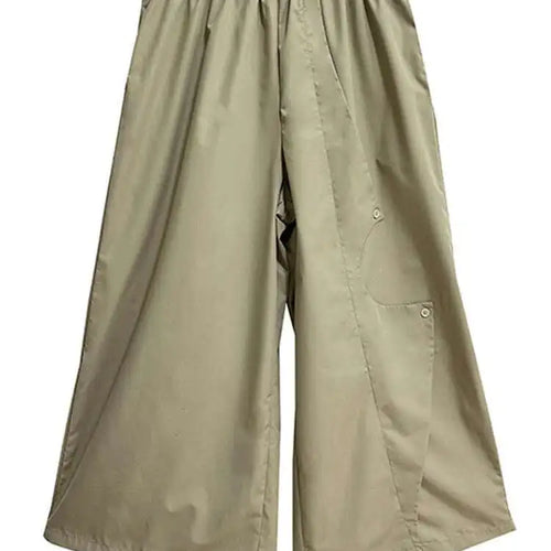 Load image into Gallery viewer, High Elastic Waist Khaki Irregular Button Wide Leg Pants New Trousers Women Fashion Tide Spring Autumn 2025 1DH5684
