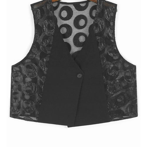 Load image into Gallery viewer, Black Dot Hollow Out Vest Half-body Skirt Two Pieces Suit New V-Neck Sleeveless Women Fashion Spring Autumn 2025 1DJ1101
