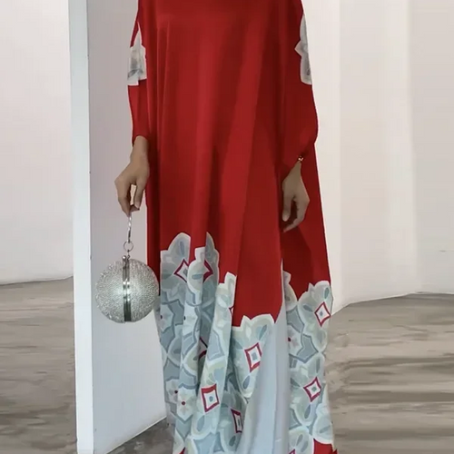 Load image into Gallery viewer, Spring Summer Printed Evening Party Dresses Vintage Elegant Long Sleeves Loose Muslim Robe Dress for Women
