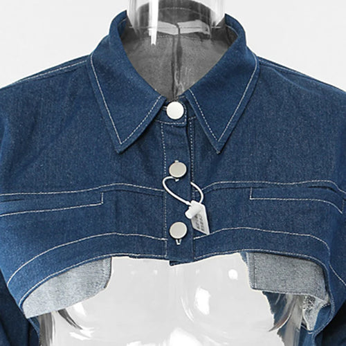 Load image into Gallery viewer, Loose Fit Denim Blue Shaped Short Casual Jacket New Lapel Long Sleeve Women Coat Fashion Tide Spring Autumn 2025 17A8858
