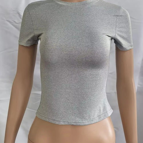 Load image into Gallery viewer, 2025 New High Quality Casual T shirt Sexy Slim Short Sleeves Fashion Trend Solid Women Clothing y2k Tops
