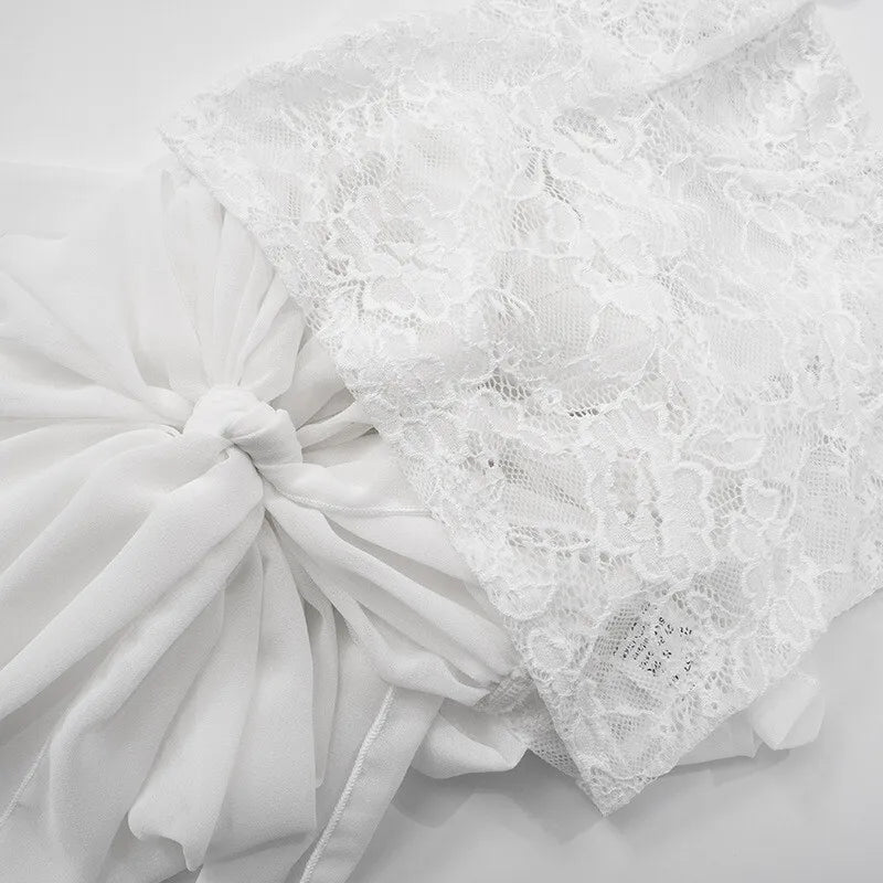 White Lace Sexy Two Piece Sets Woman Halter Top And Long Maxi Skirt Ladies Fashion Sheer Mesh Elegant Matching Sets