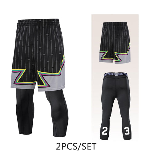 Load image into Gallery viewer, 2pcs Set Men Running Shorts Leggings Fitness Compression Sweatpants Gym Jogging Outdoor Sport Basketball Football Clothes v1
