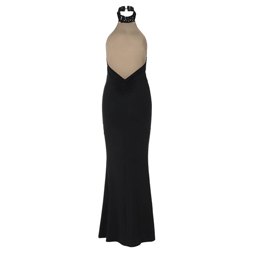 Load image into Gallery viewer, Lace Halter Backless Sexy Maxi Dress For Women Black Off-shoulder Strapless Sleeveless Bodycon Club Party Long Dress
