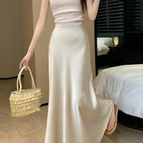 Load image into Gallery viewer, Vintage Fashion 2024 Spring Summer New Solid High Waist Fishtail Long Skirts Women Simplicity Festival Vacation Half Skirt Trend

