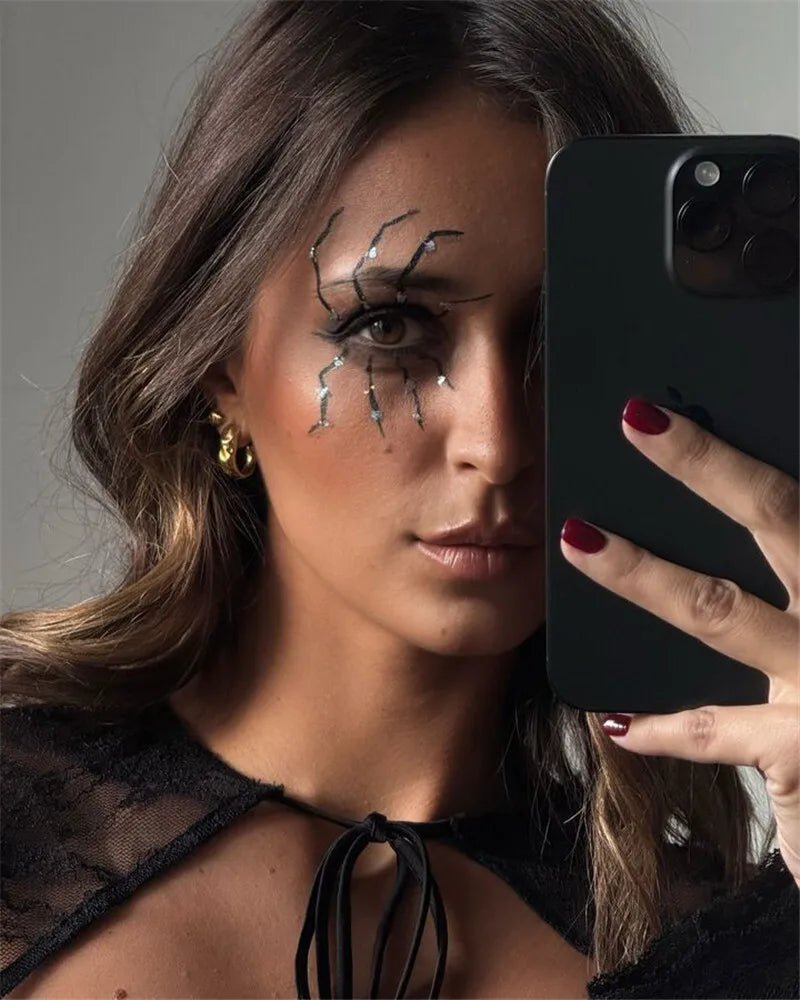 Black Lace Puffball Sexy Mini Dress For Women Fashion Lace-up Sheer Long Flare Sleeve High Waist Club Party Dress