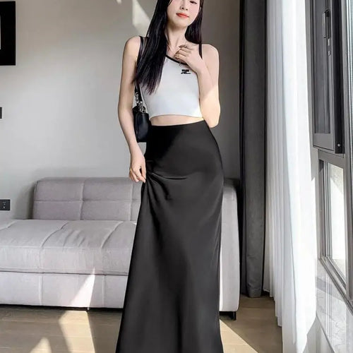 Load image into Gallery viewer, Beige Simplicity Vacation Wrap Hip Long Skirt Women Sexy Black Elegant High Waist Mermaid Skirt Spring Summer Streetwear Fashion
