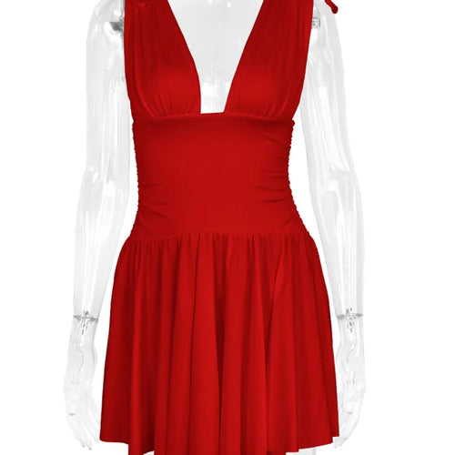 Load image into Gallery viewer, Sexy Deep V Bodycon Women Dress Sleeveless Short Skirt 2024 Sexy Fall Pleated Skirt Party Vestido Slim  Evening Dress
