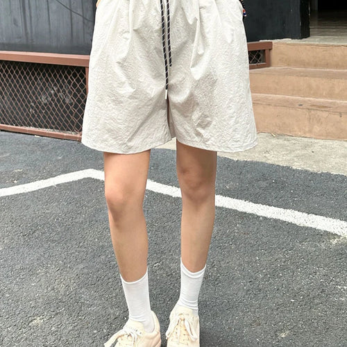 Load image into Gallery viewer, Women White Drawstring Pocket Casual Wide Leg Shorts New High Waist Trousers Fashion Tide Spring Summer 2025 1DJ1389

