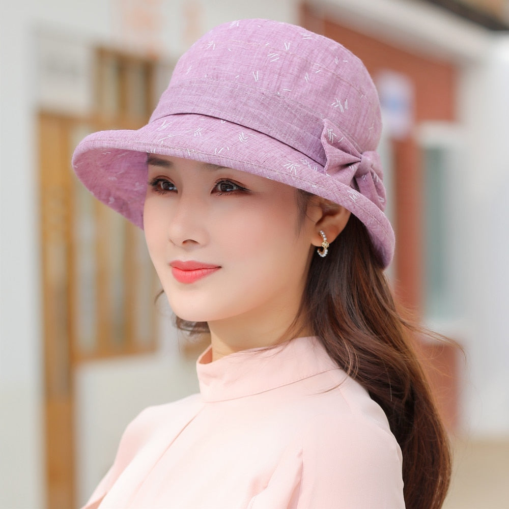 Woman Summer Hats With Visor Hat Fashion Bow Design Sun Hat Travel Mesh Bucket Hat