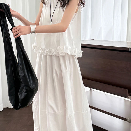 Load image into Gallery viewer, Purple Tank Top Ruffles Half-body Skirt Two Pieces Suit New Round Neck Sleeveless Women Fashion Spring Summer 2025 1DJ1471
