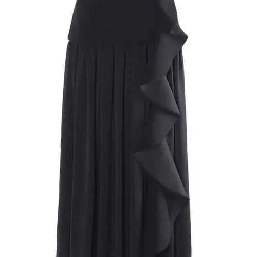 Load image into Gallery viewer, High Waist Black Ruffles Chiffon Spliced A-line Elegant Half-body Skirt Women Fashion Tide New Spring Autumn 2025 1DJ0111
