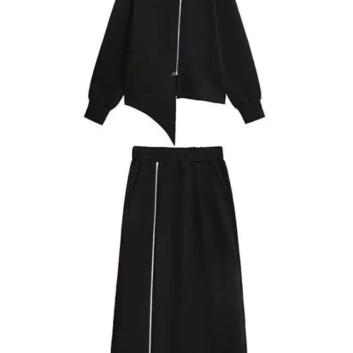 Load image into Gallery viewer, Zipper Sweatshirt Half-body Skirt Two Pieces Suit New Turtleneck Long Sleeve Women Fashion Tide Spring Autumn 2025 1DH7237
