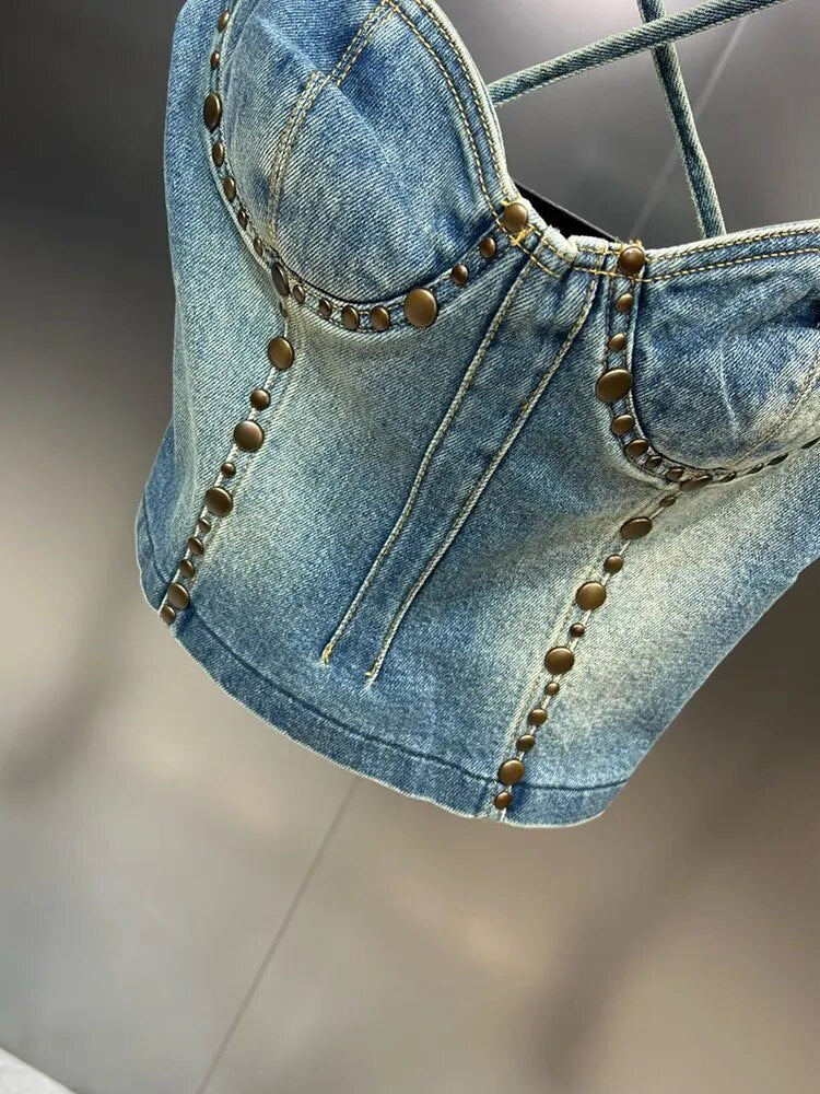 Casual Denim Vests For Women Square Collar Sleeveless Tunic Slimming Sexy Summer Tank Tops Female Fashion Clothing