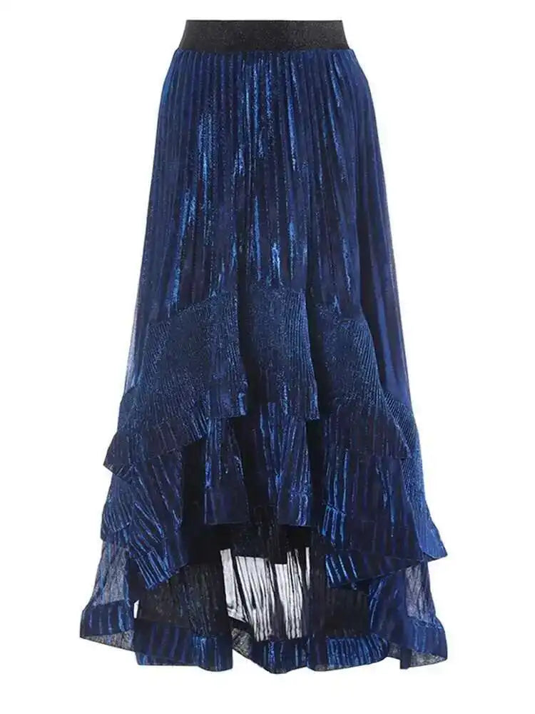 High Elastic Waist Rose Red Irregular Pleated Elegant Half-body Skirt Women Fashion Tide New Spring Autumn 2025 1DH7240