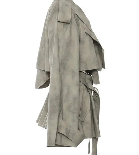 Printed Jacket Drawstring Half-body Skirt Two Pieces Suit New Lapel Long Sleeve Women Fashion Spring Autumn 2025 1DH7478