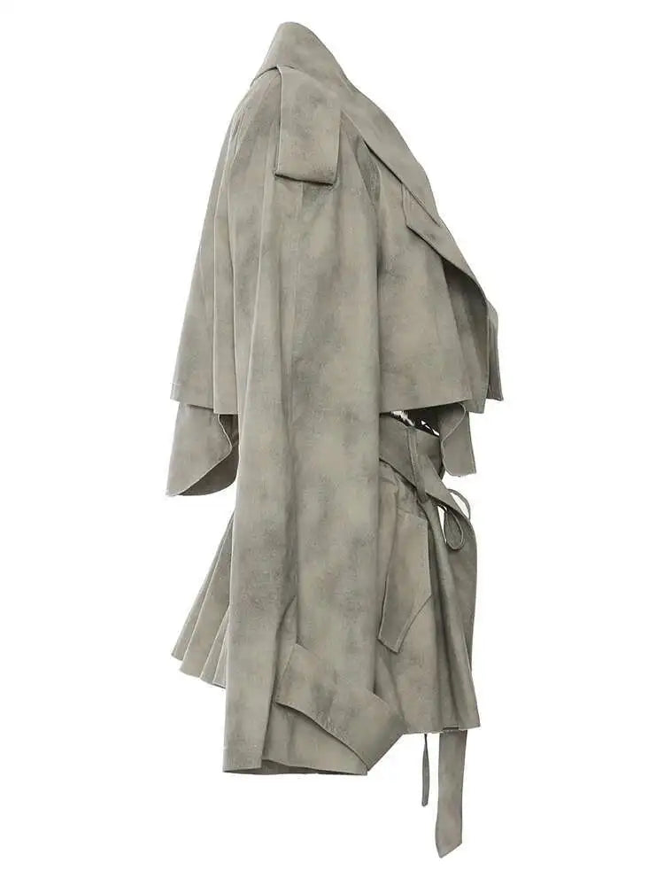 Printed Jacket Drawstring Half-body Skirt Two Pieces Suit New Lapel Long Sleeve Women Fashion Spring Autumn 2025 1DH7478