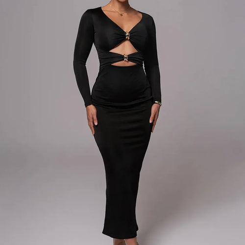 Load image into Gallery viewer, Sexy Hollowed Out Long Sleeved Dress Dress For Women Elegant Bodycon Party Club Evening Dress Winter 2025 Female Vestido
