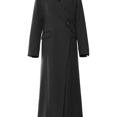 Load image into Gallery viewer, Women Brown Irregular Single Button Long Elegant Blazer New V-neck Long Sleeve Jacket Fashion Spring Autumn 2025 1DH6489
