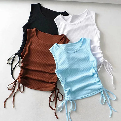 Load image into Gallery viewer, 2025 Summer NEW Arrival Women Solid Color Sexy Causal Crop Top With String Both Side Club For Fashion Ladies
