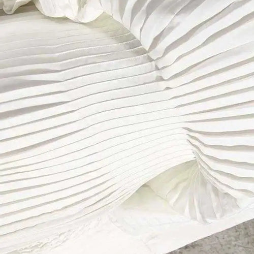 Load image into Gallery viewer, Women White Pleated Elegant Big Size Midi Shirt Dress New V-Neck Long Flare Sleeve Fashion Tide Spring Autumn 2025 1W3260
