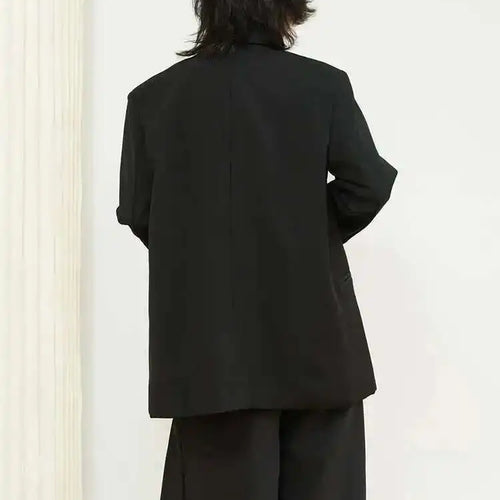 Load image into Gallery viewer, Women Black Embroidery Flower Big Size Blazer New Lapel Long Sleeve Loose Fit Jacket Fashion Spring Autumn 2025 1DF3628
