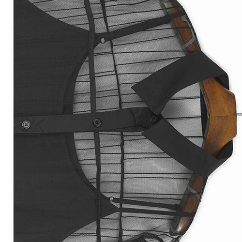 Load image into Gallery viewer, Women Black Mesh Perspective Midi Elegant Shirt Dress New Lapel Short Sleeve Fashion Tide Spring Summer 2025 1DJ0866
