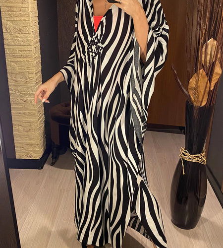 Sexy Zebra Printed V Neck Tunic Beach Cover Up Cover-ups Beach Dress Beach Wear Beachwear Beach Long Dress Female Women V4159