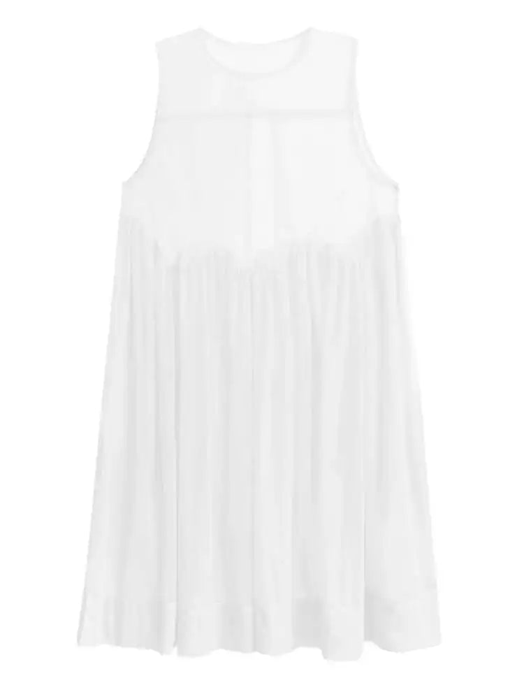 Women Black Big Hem Mesh Big Size Elegant Perspective Dress New Round Neck Sleeveless Fashion Spring Summer 2025 1DH6298