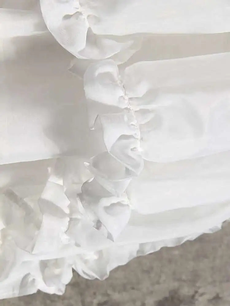 Women  Irregular Ruffles Spaghetti Strap Dress New Round Neck Long Sleeve Loose Fit Fashion Tide Spring Autumn 2025 1W571