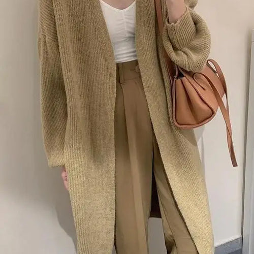 Load image into Gallery viewer, Autumn Winter Korean Fashion 2024 New Solid Elegant Long Sleeves Crochet Sweater Women V Neck Cardigan Knitting Tops Simplicity
