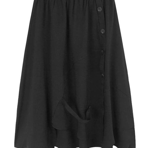 Load image into Gallery viewer, High Elastic Waist Apricot Button Ribbon Spliced A-line Half-body Skirt Women Fashion Tide New Spring Autumn 2025 1DJ1353
