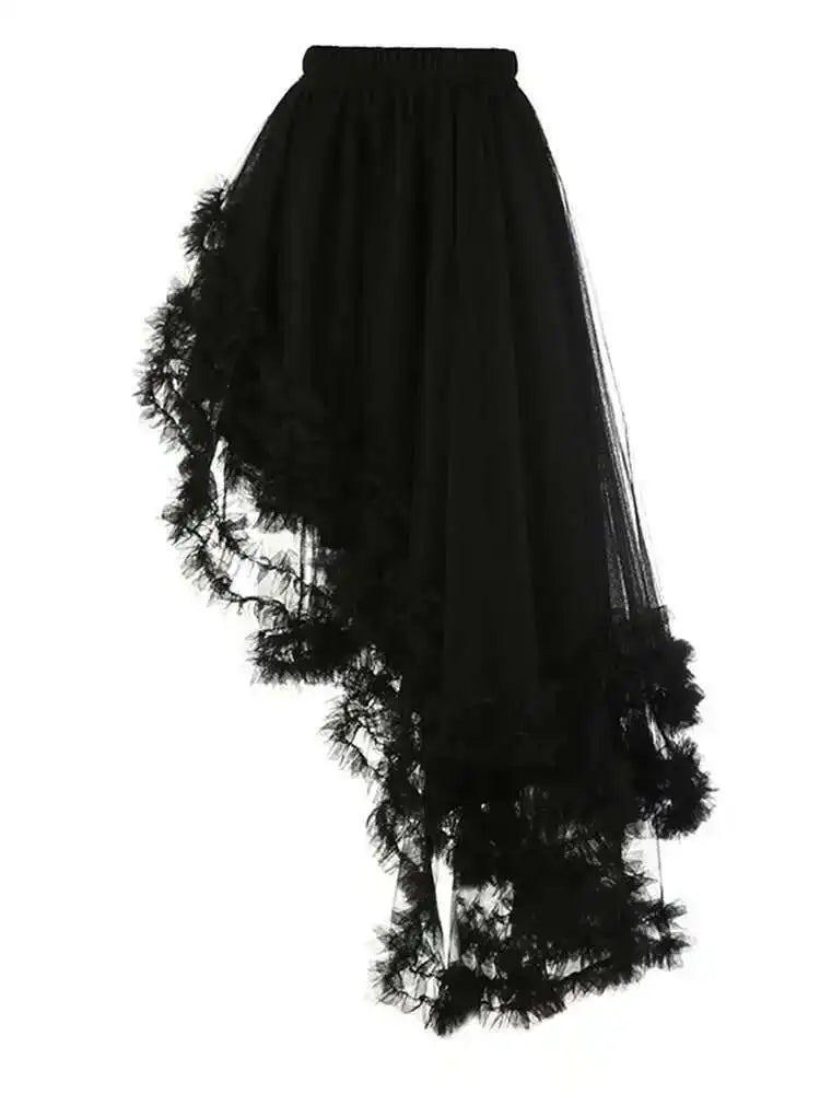 High Elastic Waist Purple Irregular Mesh Long Cake Half-body Skirt Women Fashion Tide New Spring Autumn 2025  1DF8498