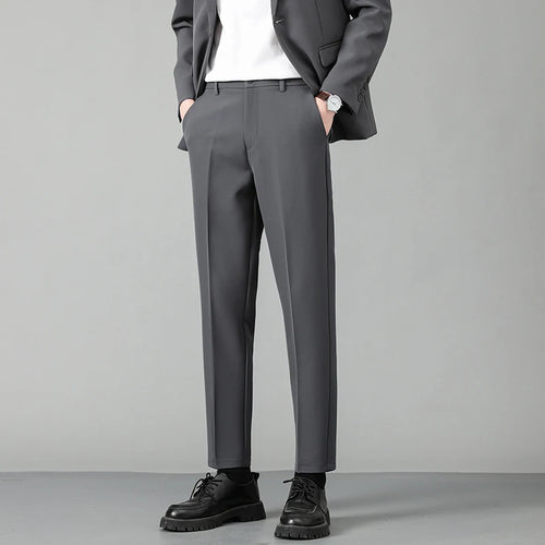 Load image into Gallery viewer, Summer Korean Style Men&#39;s Suit Pants Slim Center Line Casual Menwear Straight-leg Male Loose Bottom Simple 9C6764
