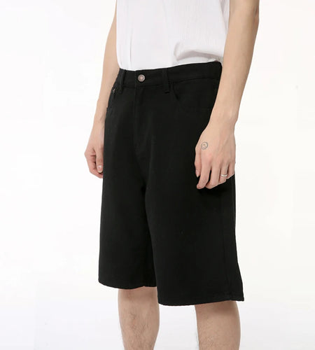 IEFB Simple New Summer Male's Jeans Loose Wide Leg Straight Male Denim Shorts Solid Color Casual Bottom Trend 2024 9C6386