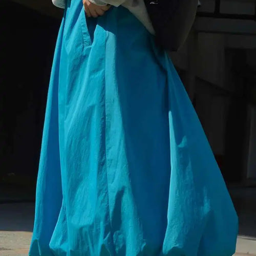 Load image into Gallery viewer, High Elastic Waist Blue Thick Cotton-padded Aline Half-body Skirt Women Fashion Tide New Autumn Winter 2025 1DH2758
