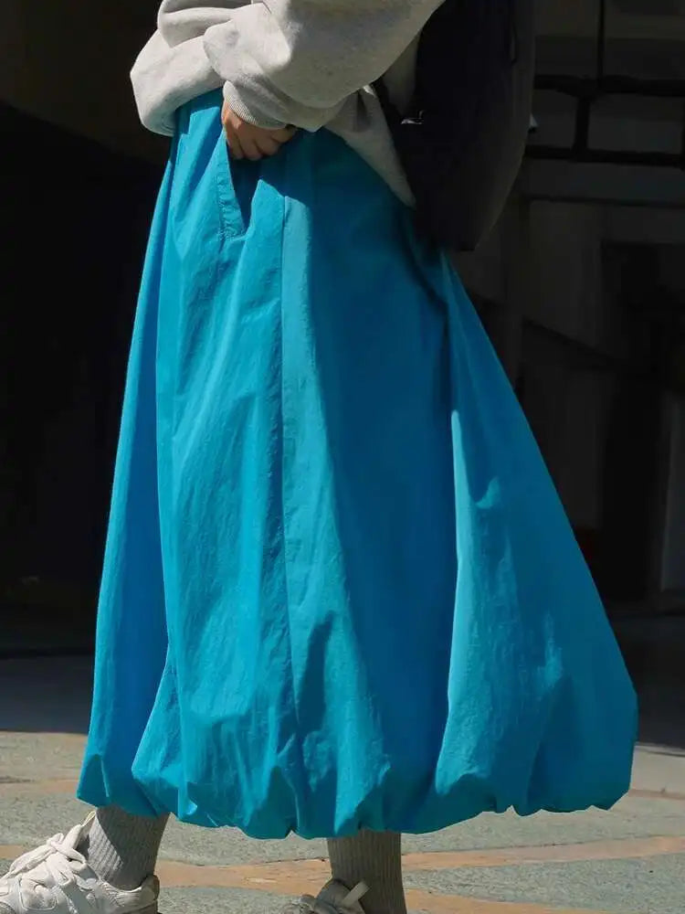 High Elastic Waist Blue Thick Cotton-padded Aline Half-body Skirt Women Fashion Tide New Autumn Winter 2025 1DH2758