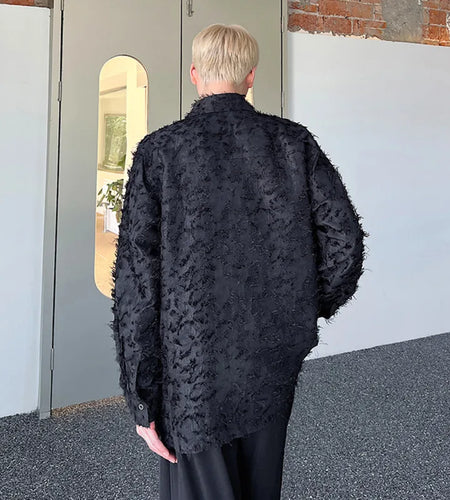 Male Shirts New Personalized Threedimensional Patterned Long Sleeved Shirt Korean Version Trendy Feather Casual Top 9W1280