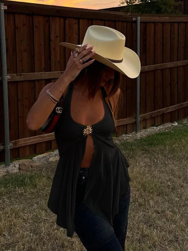 Sexy Hanging Collar Mesh Vest Perspective Women Temperament Slim Solid Color Female Top Sleeveless Vest Spring Summer