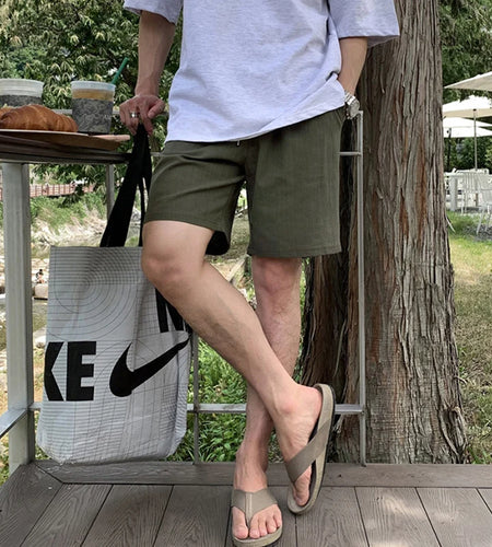 Men Shorts Solid Color Elastic Waist New Korean Five Quarter Short Pants Summer Trend Fashionable Loose Casual Male 9W1363