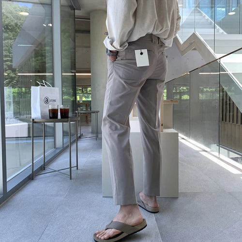 Load image into Gallery viewer, Korean Style Men&#39;s Suit Pants Center Line Slim Soldi Color Trousers Straight Leg Business Casual Male Bottom Trendy 9C7062
