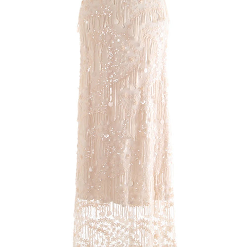 Load image into Gallery viewer, High Elastic Waist Black Sequins Tassels Elegant Long Half-body Skirt Women Fashion Tide New Spring Autumn 2025 1DJ0650
